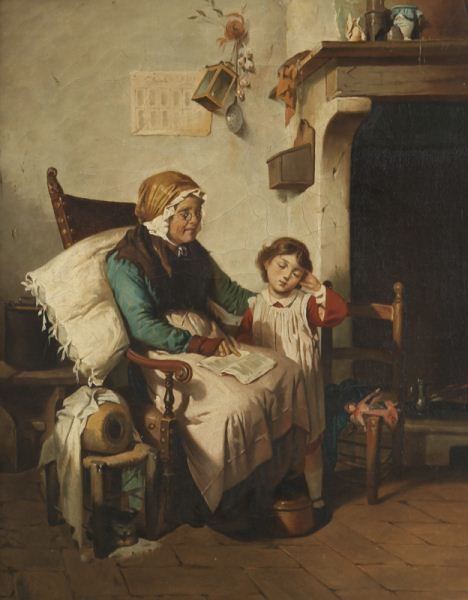 Pietro Saltini (attribuzione) - La lezione di lettura