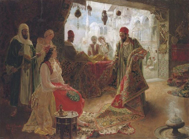 Ettore Simonetti (1857-1909): Il mercante di tappeti
