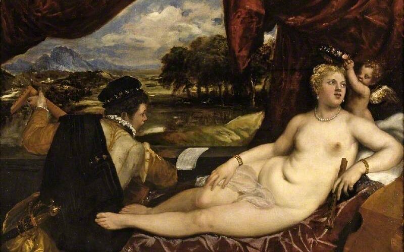Tiziano Vecellio - Venere con suonatore di liuto