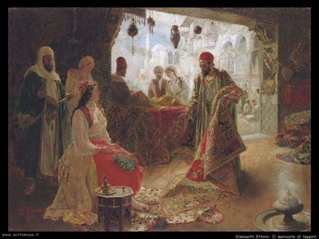 Ettore Simonetti (1857-1909): Il mercante di tappeti
